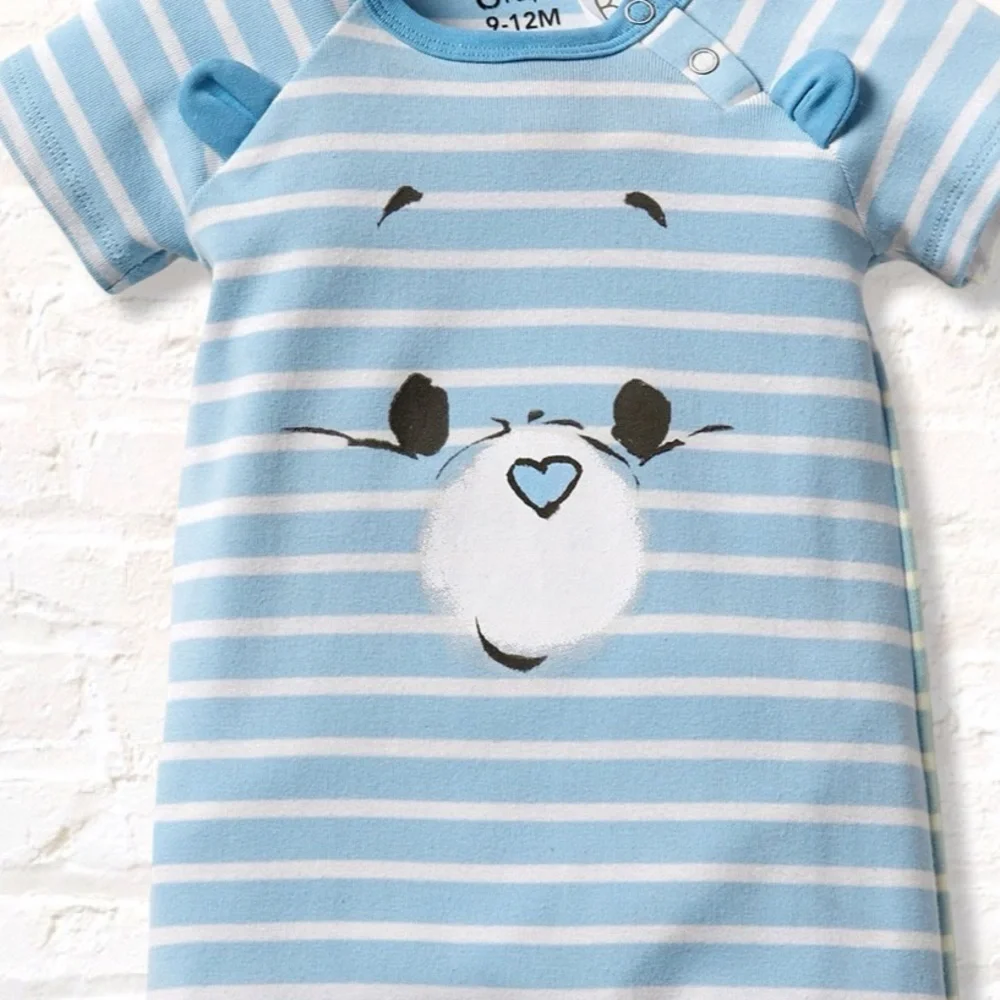 Care Bears Baby Grumpy Bear Blue Striped One Piece Romper 6-9 / 9-12 months